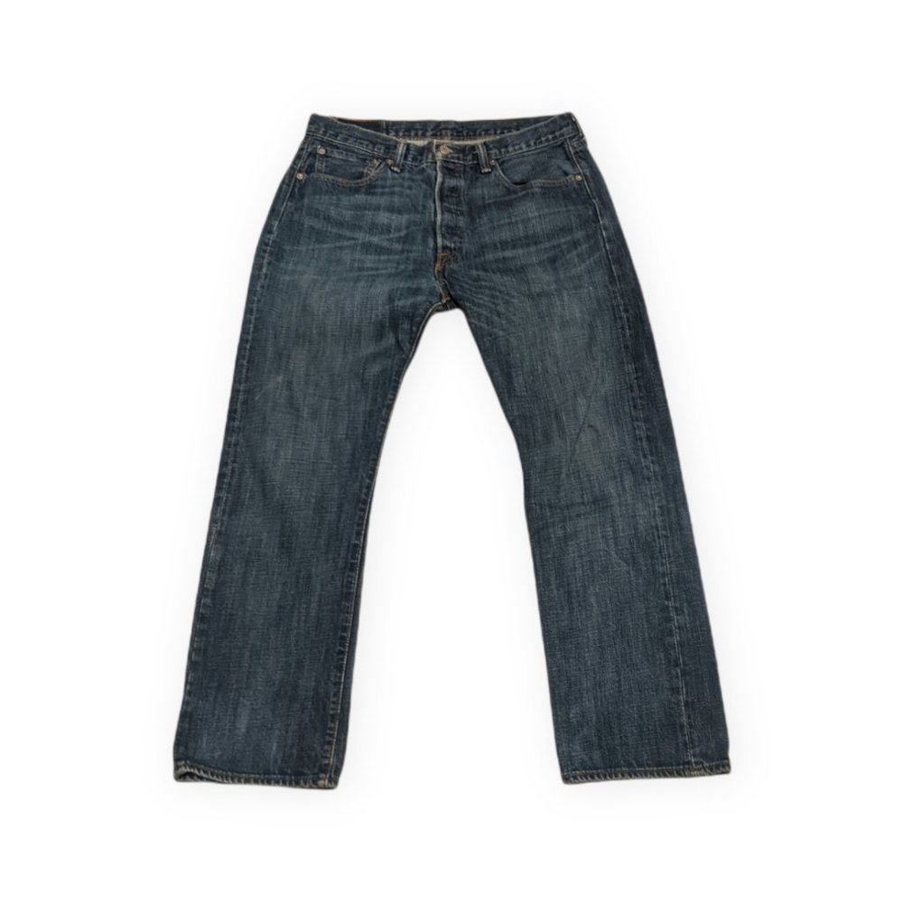 Levi's 501 Straight Fit Mid Blue Wash Jeans - Actual Size 33 x 27.5 - Picture 2 of 10